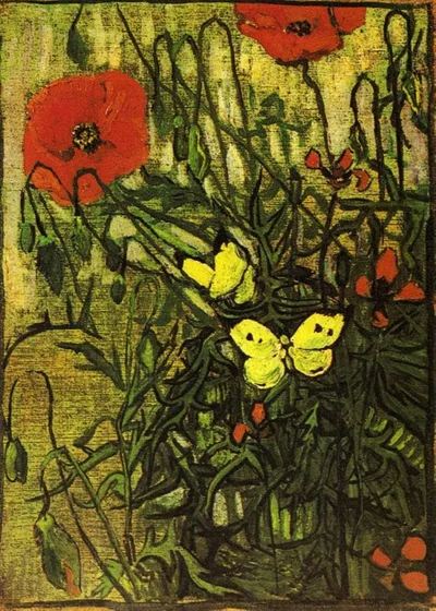 Poppies and Butterflies by Vincent van Gogh