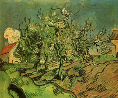 Landscape with Three Trees and a House by Vincent van Gogh