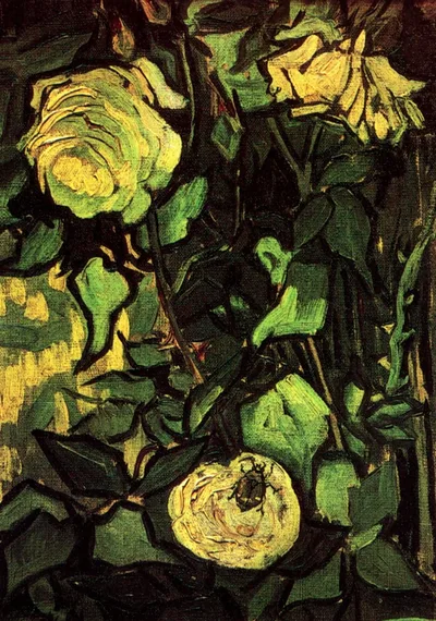 Roses and Beetle by Vincent van Gogh