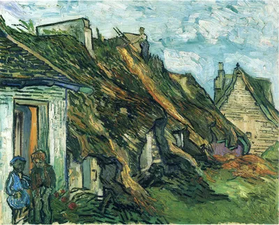 Thatched Sandstone Cottages in Chaponval by Vincent van Gogh