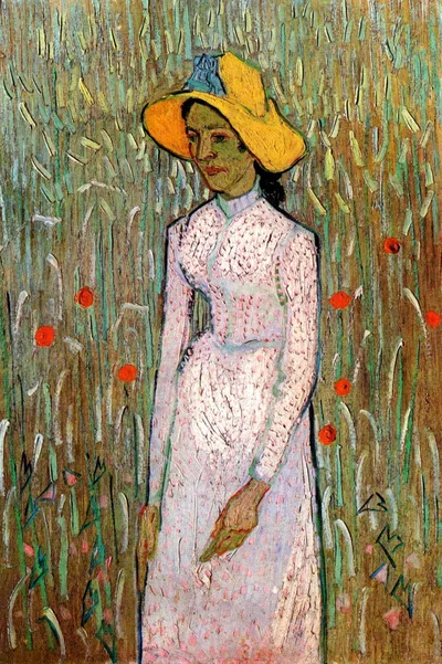 Young Girl Standing Against a Background of Wheat by Vincent van Gogh