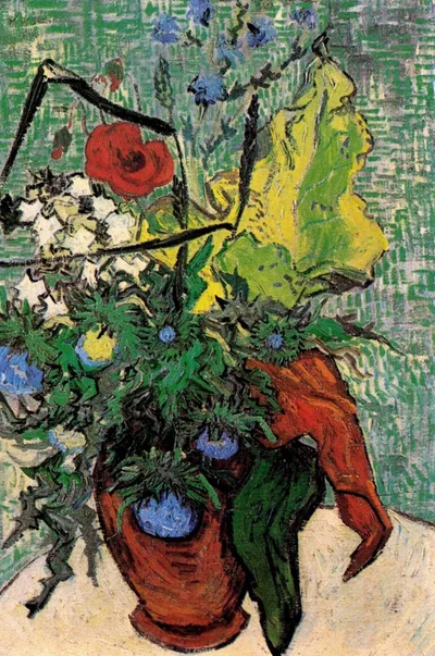 Wild Flowers and Thistles in a Vase by Vincent van Gogh